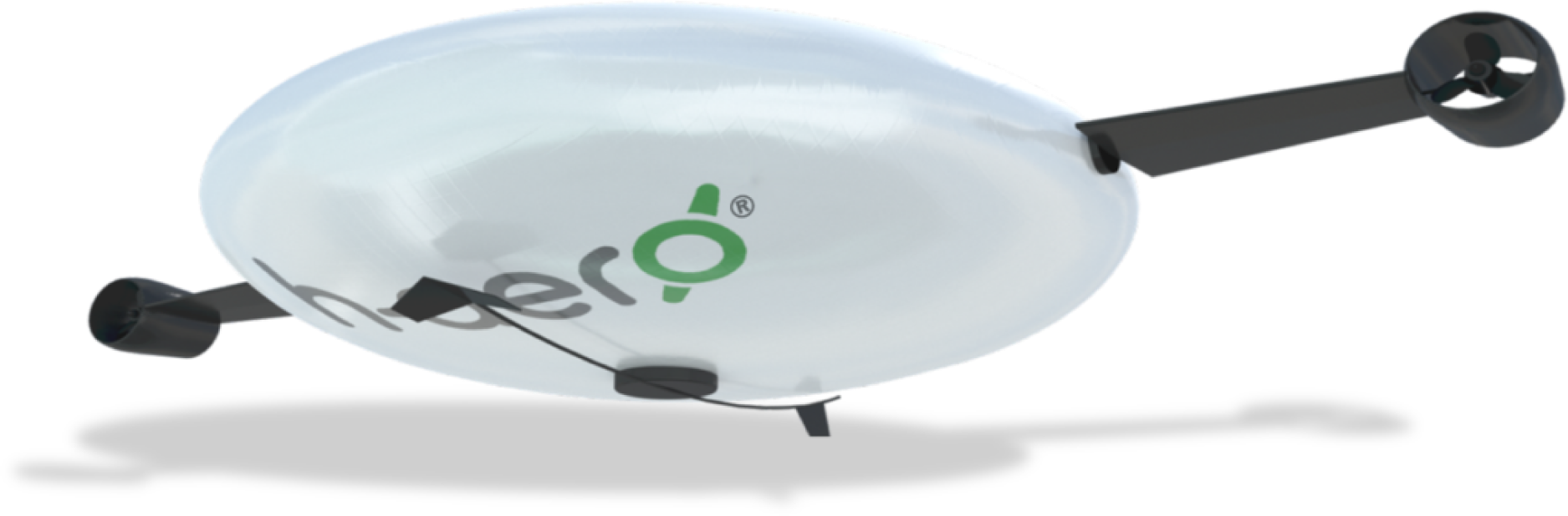 h-aero® zero hybrid balloon-airplane drone with twin rotor arms